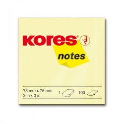 Notite autoautoadezive Kores, 75 x 75 mm, 100 file, galben