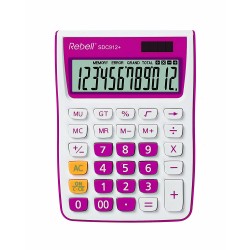 Calculator de birou, 12 digits, 145 x 104 x 26 mm, Rebell SDC 912 - alb/roz