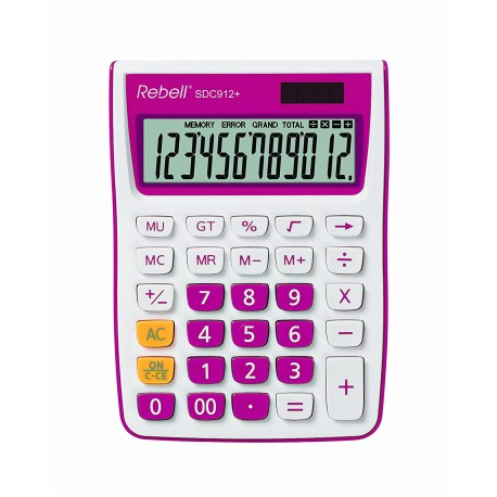 Calculator de birou, 12 digits, 145 x 104 x 26 mm, Rebell SDC 912 - alb/roz