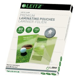 Folie LEITZ UDT pentru laminare la cald, A5, 80 microni 100 folii/top