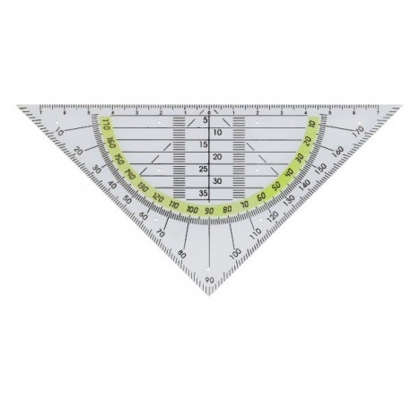 Echer 22 cm, cu raportor 180 grade, plastic transparent, ALCO