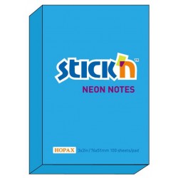 Notes autoadeziv 76 x 51 mm, 100 file, Stick"n - albastru neon