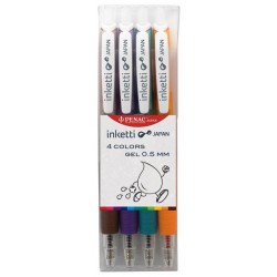 Set 4 pixuri cu gel PENAC Inketti 0.5mm - culori (brown, violet, turquoise, orange)