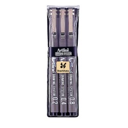 Marker pentru desen tehnic ARTLINE, varf fetru (0.2/0.4/0.8mm), 3 buc/set - negru