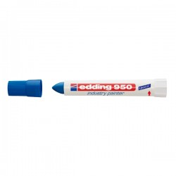 Marker permanent Edding 950 Industrial, corp plastic, varf rotund, 10mm, albastru