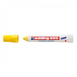Marker permanent Edding 950 Industrial, corp plastic, varf rotund, 10mm, galben