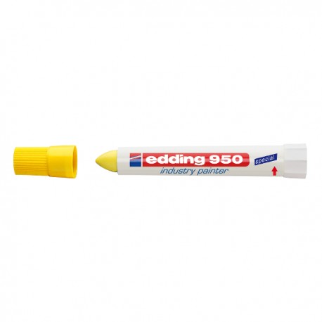 Marker permanent Edding 950 Industrial, corp plastic, varf rotund, 10mm, galben