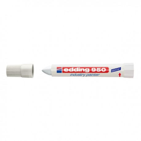 Marker permanent Edding 950 Industrial, corp plastic, varf rotund, 10mm, alb