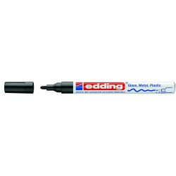 Marker permanent Edding 751 cu vopsea, corp metalic, varf rotund, 1-2 mm, negru