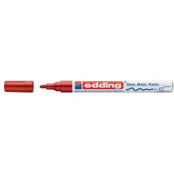 Marker permanent Edding 751 cu vopsea, corp metalic, varf rotund, 1-2 mm, rosu