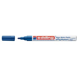 Marker permanent Edding 751 cu vopsea, corp metalic, varf rotund, 1-2 mm, albastru