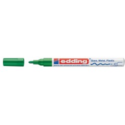 Marker permanent Edding 751 cu vopsea, corp metalic, varf rotund, 1-2 mm, verde