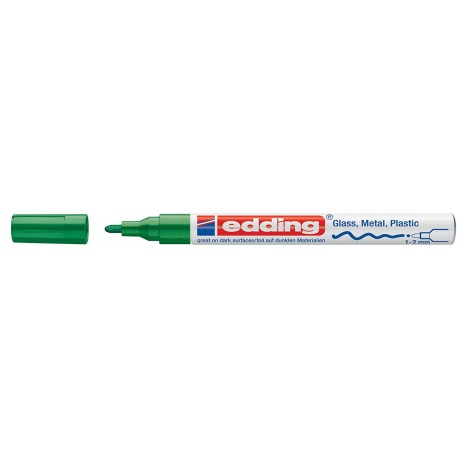 Marker permanent Edding 751 cu vopsea, corp metalic, varf rotund, 1-2 mm, verde