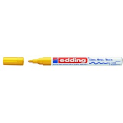 Marker permanent Edding 751 cu vopsea, corp metalic, varf rotund, 1-2 mm, galben