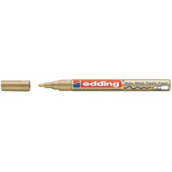 Marker permanent Edding 751 cu vopsea, corp metalic, varf rotund, 1-2 mm, auriu