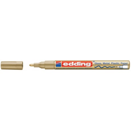 Marker permanent Edding 751 cu vopsea, corp metalic, varf rotund, 1-2 mm, auriu