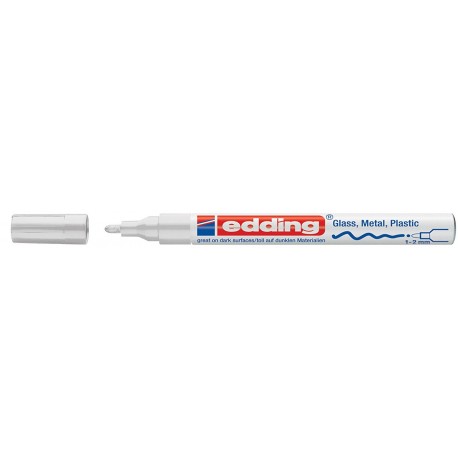 Marker permanent Edding 751 cu vopsea, corp metalic, varf rotund, 1-2 mm, argintiu