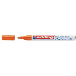 Marker permanent Edding 751 cu vopsea, corp metalic, varf rotund, 1-2 mm, portocaliu