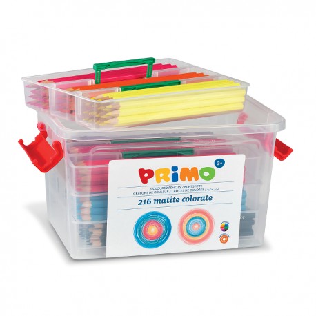 Creioane colorate Primo, in cutie de plastic, 216 bucati