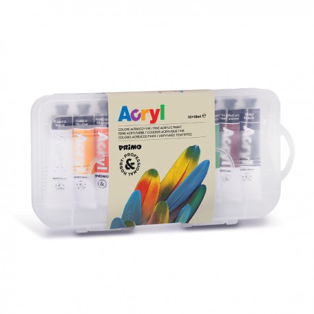Tempera acrilica Primo, 10 culori/set, 18 ml