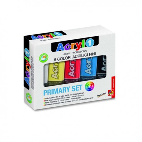 Tempera acrilica Primo, 5 culori/set