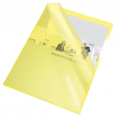 Mapa de protectie ESSELTE, A4, cristal, 150 microni, 25 buc/set - galben Mapa de protectie ESSELTE, A4, cristal, 150 microni, 25 buc/set - galben
