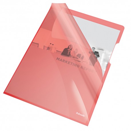 Mapa de protectie ESSELTE, A4, cristal, 150 microni, 25 buc/set - rosu Mapa de protectie ESSELTE, A4, cristal, 150 microni, 25 buc/set - rosu