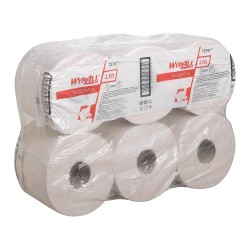 Laveta Kimberly-Clark L10 derulare centrala, 1 strat, alba, 300 m/rola, 6 role/set