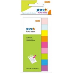 Stick index hartie color 50 x 12 mm, 9 x 50 file/set, Stick"n - 9 culori neon