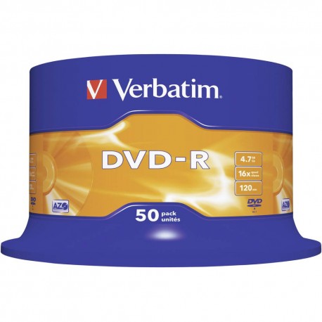 DVD-R Verbatim SL 16X 4.7GB 50PK Spimdle Matt Silver