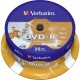DVD-R Verbatim SL 16X 4.7GB 25PK Spindle Wide Inkjet Printable ID Brand