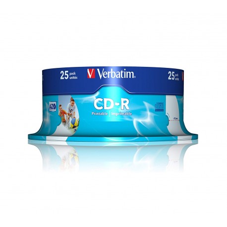 CD-R Verbatim 52X 700MB 25PK Spindle AZO Wide Inkjet Printable