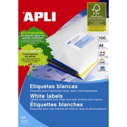 Etichete autoadezive Apli, cu colturi drepte, A4, 48.5 x 25.4 mm, 4400 bucati, 100 coli/top