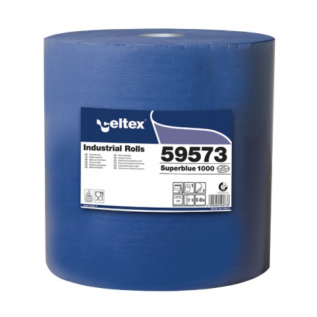 Rola lavete industriale, Celtex Superblue, 3 straturi, hartie albastra, 1000 portii/rola