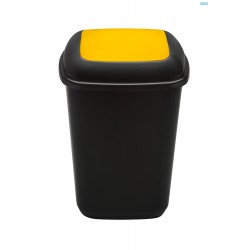 Cos plastic pentru reciclare selectiva, capacitate 28l, PLAFOR Quatro - negru cu capac galben