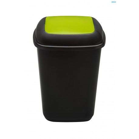 Cos plastic pentru reciclare selectiva, capacitate 28l, PLAFOR Quatro - negru cu capac verde