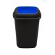 Cos plastic pentru reciclare selectiva, capacitate 28l, PLAFOR Quatro - negru cu capac albastru