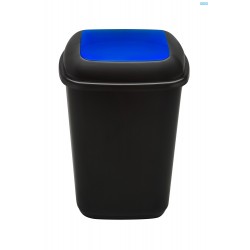 Cos plastic pentru reciclare selectiva, capacitate 45l, PLAFOR Quatro - negru cu capac albastru