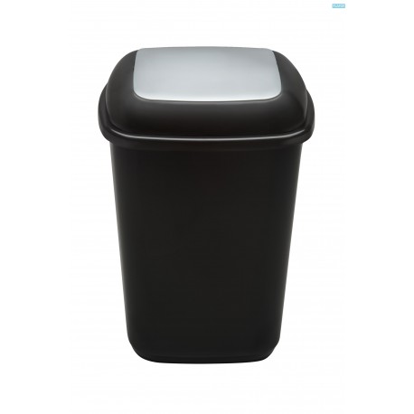 Cos plastic pentru reciclare selectiva, capacitate 45l, PLAFOR Quatro - negru cu capac gri