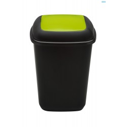 Cos plastic reciclare selectiva, capacitate 90l, PLAFOR Quatro - negru cu capac verde - sticla