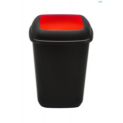 Cos plastic reciclare selectiva, capacitate 90l, PLAFOR Quatro - negru cu capac rosu - metal