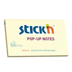 Notes autoadeziv 76 x 127 mm, 100 file, Stick"n Pop-up - galben pastel