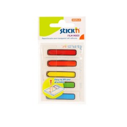 Stick index plastic transparent color 45 x 12 mm, 5 x 20 file/set, Stick"n - sageata - 5 culori neon