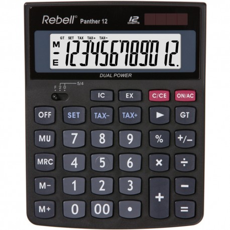 Calculator de birou, 12 digits, 147 x 115 x 32 mm, Rebell Panther 12 - negru Calculator de birou, 12 digits, 147 x 115 x 32 mm, Rebell Panther 12 - negru