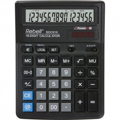 Calculator de birou, 16 digits, 193 x 143 x 38 mm, Rebell BDC 616 - negru Calculator de birou, 16 digits, 193 x 143 x 38 mm, Rebell BDC 616 - negru