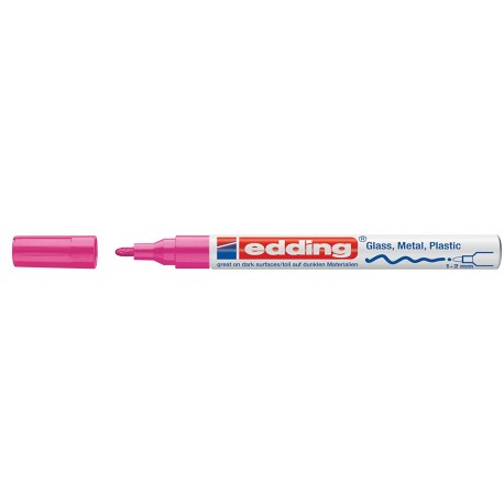 Marker permanent Edding 751 cu vopsea, corp metalic, varf rotund, 1-2 mm, roz