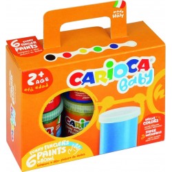 Tempera lavabila, pentru pictura cu mana, 6 culori x 80ml/set, CARIOCA Baby Finger Paint 2+