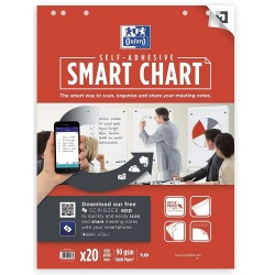 Hartie flipchart 60x80mm, OXFORD Smart Chart, repozitionablila, 20coli/top, 90g/mp, Scribzee - velina