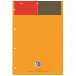 Blocnotes A4+, OXFORD International Notepad, 80 file-90g/mp, 4 perf., coperta carton - dictando