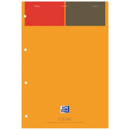 Blocnotes A4+, OXFORD International Notepad, 80 file-90g/mp, 4 perf., coperta carton - dictando